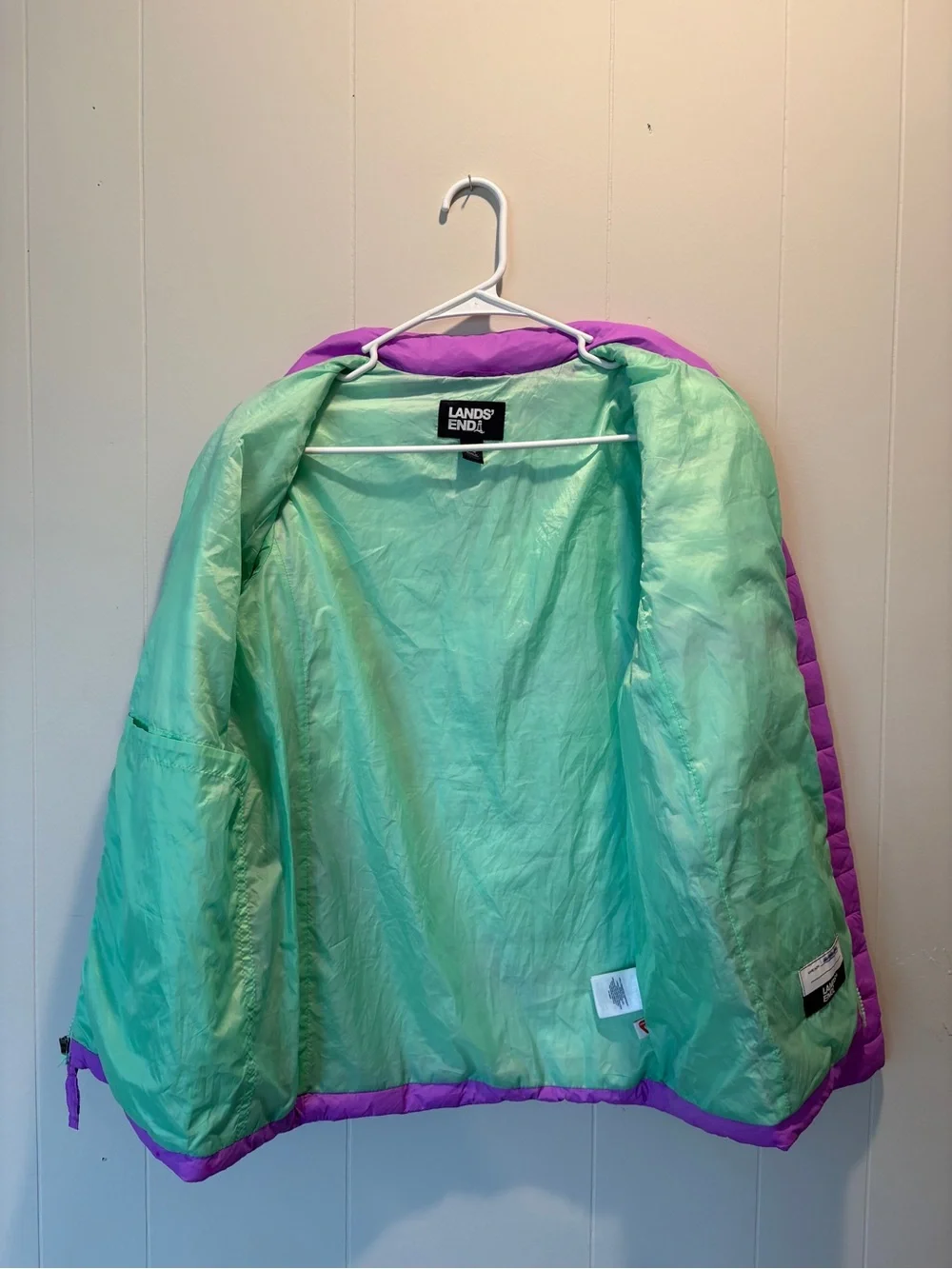 Lands' End Girls' Purple Packable Puffer Quilted Jacket